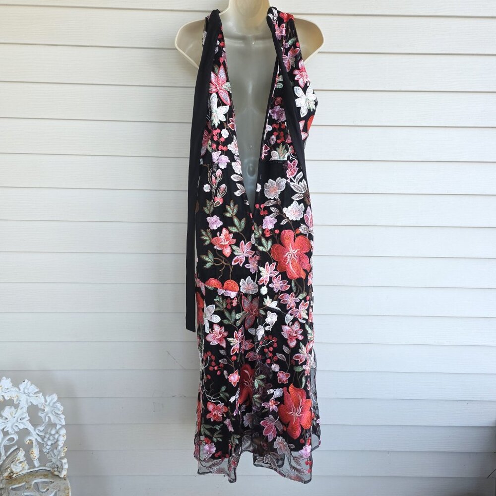 NWT Sam Edelman sleeveless dress Hibiscus floral embroidery maxi - Picture 6 of 8